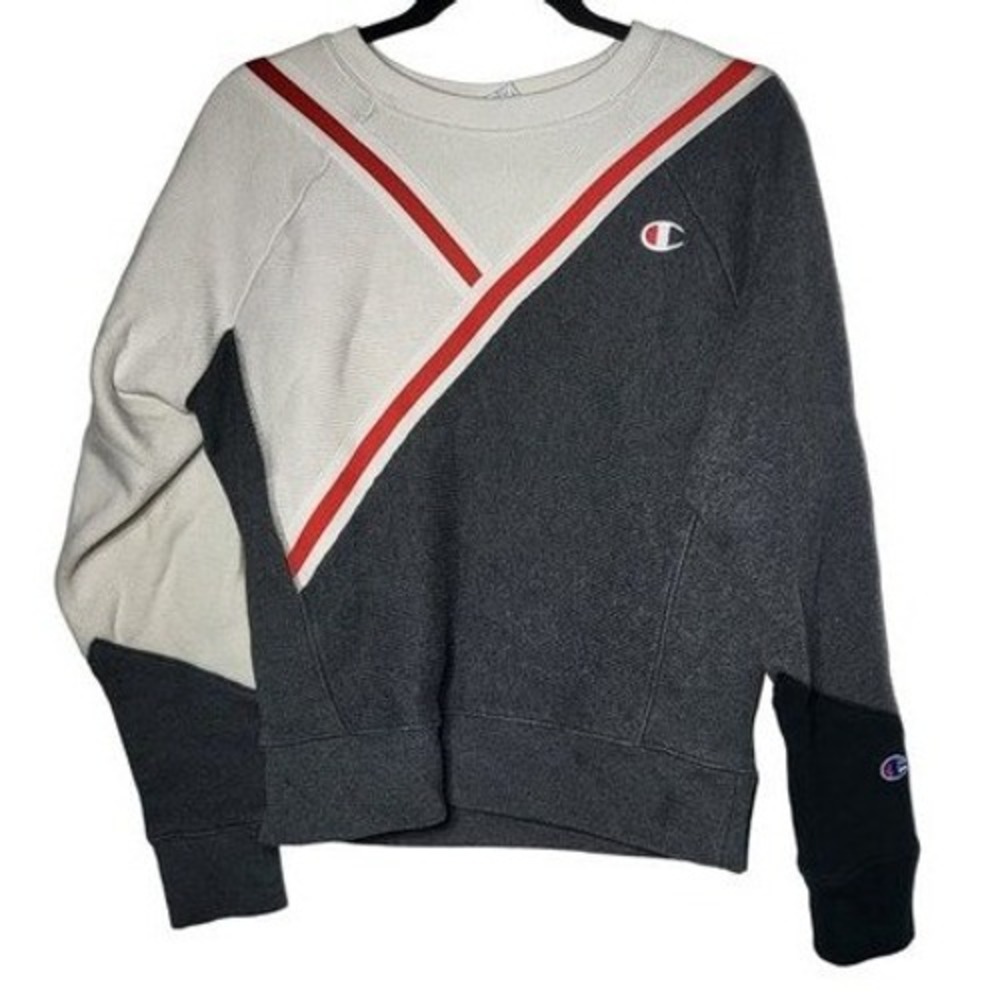 Champion Women Reverse Weave Colorblock Varsity Pullover Sweatshirt Small Active